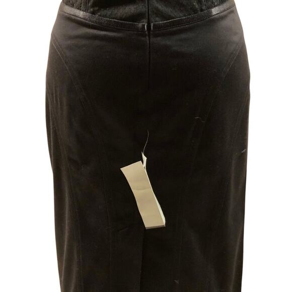 Cache Black Lace Bustier Pencil Skirt New 9" Back Split Satin Trim New $118 NWT - Picture 6 of 8